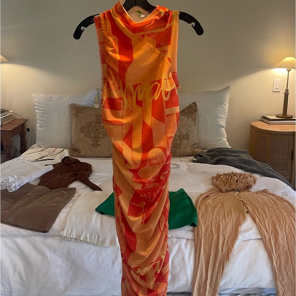 miaou orange dress Miaou Vivi Clementine Print Mini Dress House Of Huntington